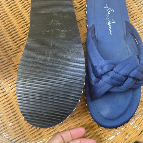 Isa Tapia blue satin sandal braided slides with silver studded soles 39 - Picture 8 of 9